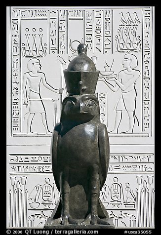 Egyptian wwl and bas-reliefs, Rosicrucian Park. San Jose, California, USA (color)