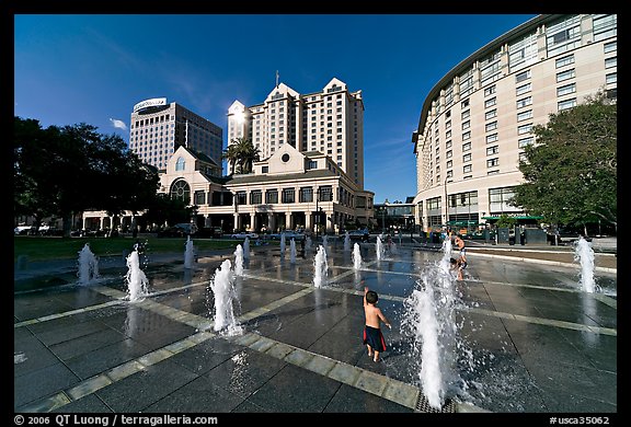 Plaza de Cesar Chavez, late afternoon. San Jose, California, USA (color)