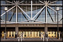 Facade of HP pavilion with San Jose sign. San Jose, California, USA