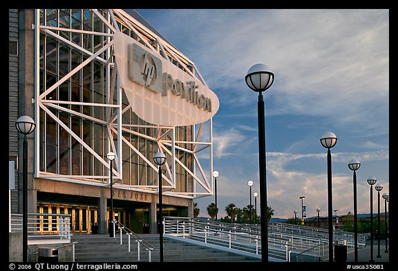 HP Pavilion at San Jose, sunset. San Jose, California, USA (color)