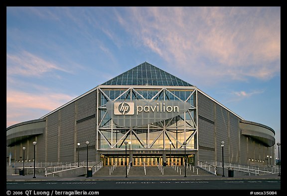 San Jose HP Pavilion, sunset. San Jose, California, USA (color)