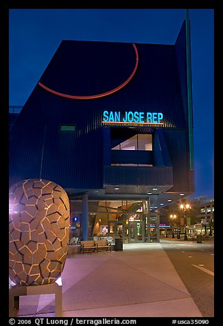 San Jose Repertory Theater at dusk. San Jose, California, USA (color)