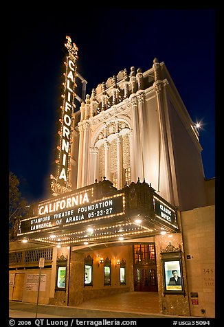 California Theatre at night. San Jose, California, USA