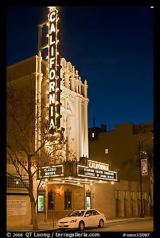 California Theater at night. San Jose, California, USA (color)