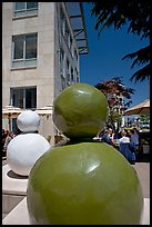 Sculptures and outdoor lunch, Castro Street, Mountain View. California, USA