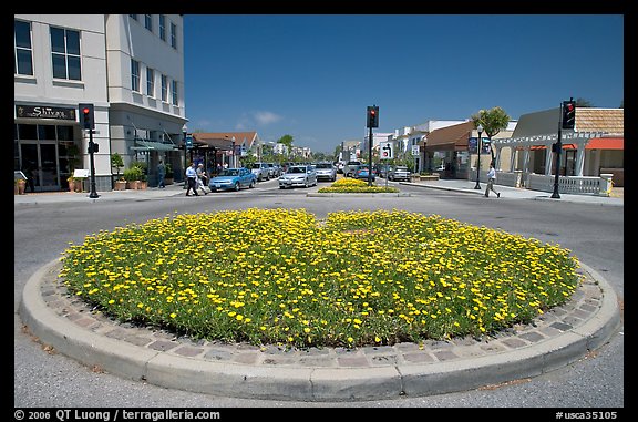 Flower circle, Castro Street, Mountain View. California, USA