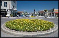 Flower circle, Castro Street, Mountain View. California, USA (color)