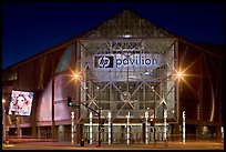 HP Pavilion and street at night. San Jose, California, USA