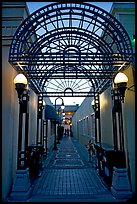 Alley and gate leading to Castro Street, Mountain View. California, USA (color)