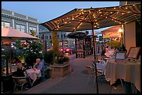 Restaurant dining on outdoor tables, Castro Street, Mountain View. California, USA