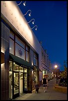 Books Inc bookstore and cafe at night, Castro Street, Mountain View. California, USA