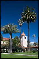 Palm trees and mission, Santa Clara University. Santa Clara,  California, USA