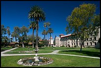 Fountain and gardens near mission, Santa Clara University. Santa Clara,  California, USA ( color)