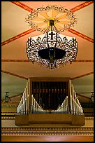 Organ and lamp, Mission Santa Clara de Asis. Santa Clara,  California, USA