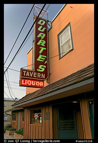 Duarte Tavern at dusk, Pescadero. San Mateo County, California, USA (color)