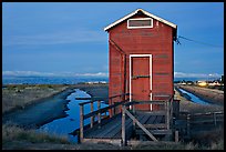 Utility shack at dusk, Bayfront Park. Menlo Park,  California, USA (color)