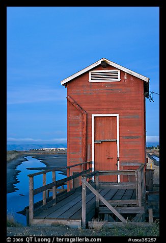 Red shack at dusk, Bayfront Park. Menlo Park,  California, USA