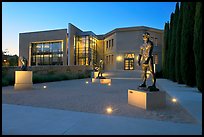 Rodin sculpture garden and Cantor Art Center, dusk. Stanford University, California, USA (color)