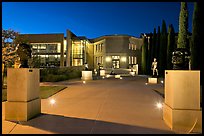 Cantor Art Center at night with Rodin sculpture garden. Stanford University, California, USA (color)