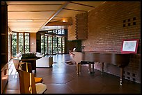 Living room and piano, Hanna House. Stanford University, California, USA ( color)