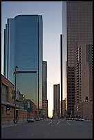 Skyscrapers along Grand Avenue, late afternon. Los Angeles, California, USA