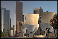 Walt Disney Concert Hall and high rise towers. Los Angeles, California, USA