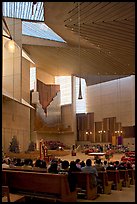 Sunday mass in the Cathedral of our Lady of the Angels. Los Angeles, California, USA (color)