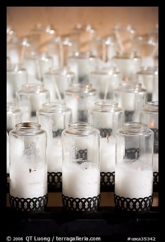 Candles outside the Cathedral of our Lady of the Angels. Los Angeles, California, USA (color)