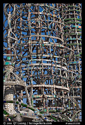 Detail, Watts towers. Watts, Los Angeles, California, USA (color)