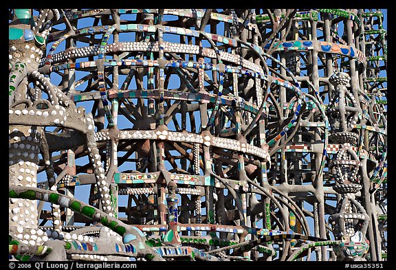 Detail, Watts towers, a masterpiece of folk art. Watts, Los Angeles, California, USA (color)