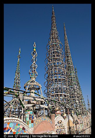 Overview of the Watts Towers. Watts, Los Angeles, California, USA (color)