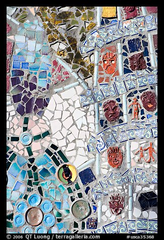 Mosaic Detail, Watts Towers Art Center. Watts, Los Angeles, California, USA (color)