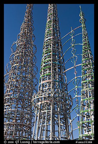 Three towers and hearts, Watts Towers. Watts, Los Angeles, California, USA