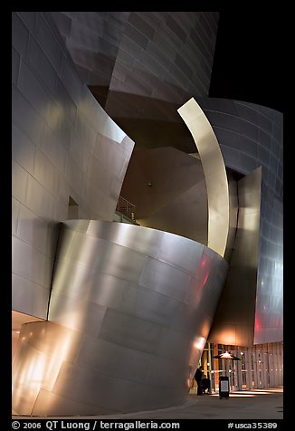Walt Disney Concert Hall at night. Los Angeles, California, USA (color)