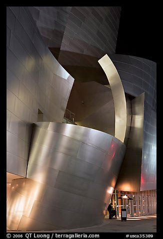 Walt Disney Concert Hall at night. Los Angeles, California, USA