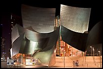 Entrance of the Walt Disney Concert Hall at night. Los Angeles, California, USA