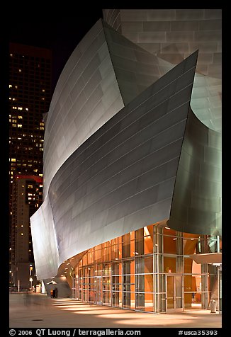 Walt Disney Concert Hall at night. Los Angeles, California, USA