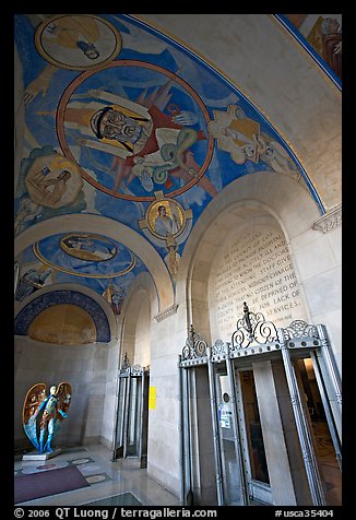 Entrance lobby of the Los Angeles County Hospital. Los Angeles, California, USA (color)