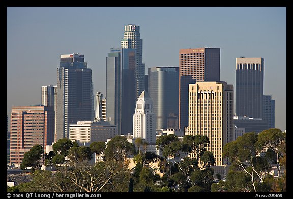 Skyline with city hall. Los Angeles, California, USA (color)