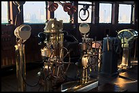 Boat bridge with navigation instruments, Queen Mary. Long Beach, Los Angeles, California, USA ( color)