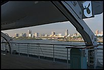 Skyline of Long Beach, seen from the deck of the Queen Mary. Long Beach, Los Angeles, California, USA ( color)