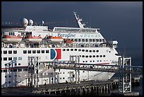 Cruise ship being boarded. Long Beach, Los Angeles, California, USA (color)