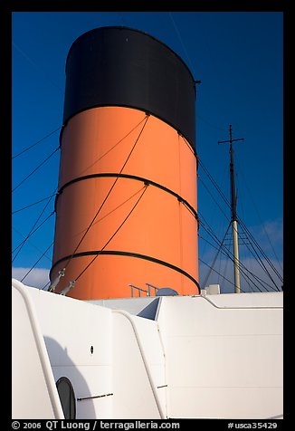 Smokestack, Queen Mary. Long Beach, Los Angeles, California, USA