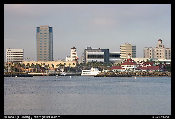 Skyline, late afternoon. Long Beach, Los Angeles, California, USA (color)