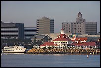 Parkers Lighthouse and skyline. Long Beach, Los Angeles, California, USA