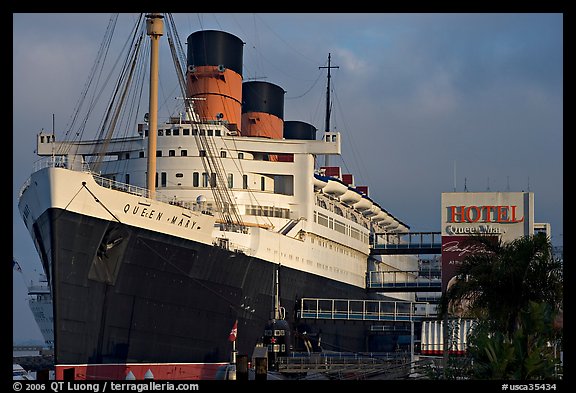 Queen Mary Hotel. Long Beach, Los Angeles, California, USA (color)