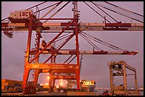 Cranes, Port of Los Angeles, sunset. Long Beach, Los Angeles, California, USA (color)