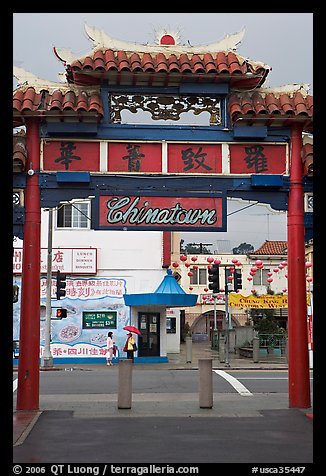 Gate, Chinatown. Los Angeles, California, USA (color)