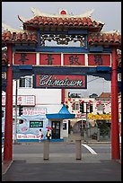 Gate, Chinatown. Los Angeles, California, USA (color)