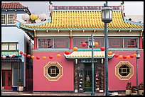 Building in Chinese style, Chinatown. Los Angeles, California, USA (color)